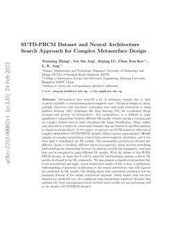 SUTD-PRCM Dataset and Neural Architecture Search Approach for Complex
  Metasurface Design