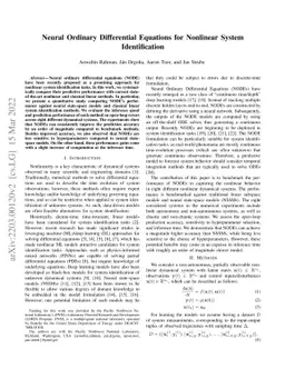 Neural Ordinary Differential Equations for Nonlinear System
  Identification