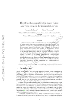 Rectifying homographies for stereo vision: analytical solution for
  minimal distortion