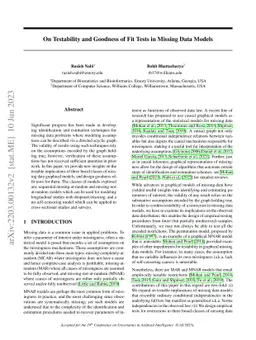 On Testability and Goodness of Fit Tests in Missing Data Models