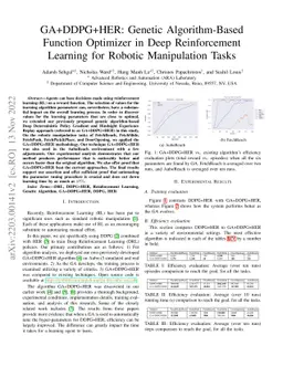 GA+DDPG+HER: Genetic Algorithm-Based Function Optimizer in Deep
  Reinforcement Learning for Robotic Manipulation Tasks