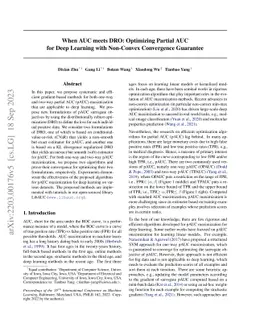 When AUC meets DRO: Optimizing Partial AUC for Deep Learning with
  Non-Convex Convergence Guarantee