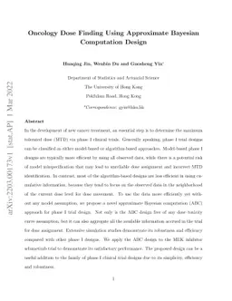 Oncology Dose Finding Using Approximate Bayesian Computation Design