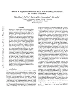 RMBR: A Regularized Minimum Bayes Risk Reranking Framework for Machine
  Translation