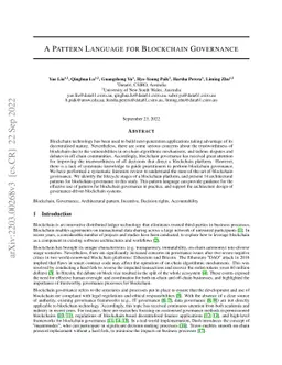 A Pattern Language for Blockchain Governance