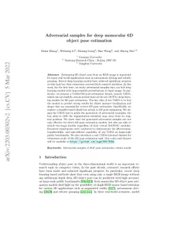 Adversarial samples for deep monocular 6D object pose estimation