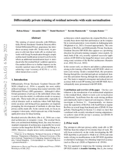 Differentially private training of residual networks with scale
  normalisation