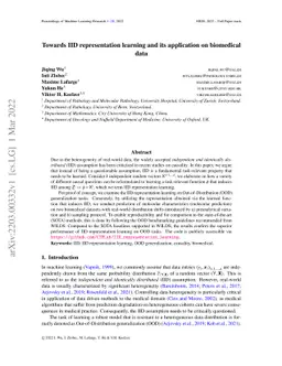 Towards IID representation learning and its application on biomedical
  data