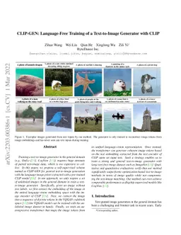 CLIP-GEN: Language-Free Training of a Text-to-Image Generator with CLIP