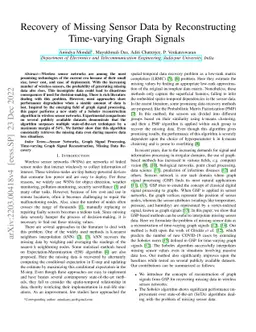 Recovery of Missing Sensor Data by Reconstructing Time-varying Graph
  Signals
