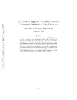 An Analytical Approach to Compute the Exact Preimage of Feed-Forward
  Neural Networks