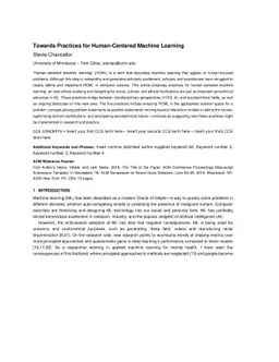 Towards Practices for Human-Centered Machine Learning