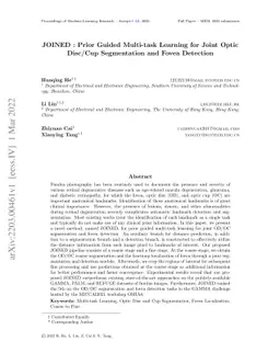 JOINED : Prior Guided Multi-task Learning for Joint Optic Disc/Cup
  Segmentation and Fovea Detection