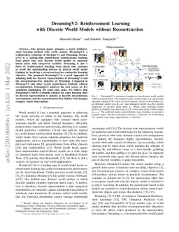 DreamingV2: Reinforcement Learning with Discrete World Models without
  Reconstruction