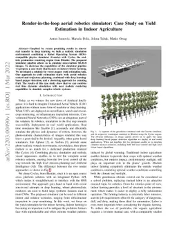 Render-in-the-loop aerial robotics simulator: Case Study on Yield
  Estimation in Indoor Agriculture