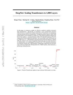 DeepNet: Scaling Transformers to 1,000 Layers