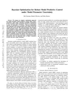 Bayesian Optimisation for Robust Model Predictive Control under Model
  Parameter Uncertainty