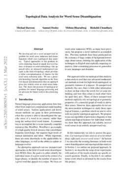 Topological Data Analysis for Word Sense Disambiguation