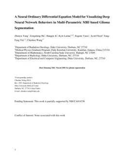 A Neural Ordinary Differential Equation Model for Visualizing Deep
  Neural Network Behaviors in Multi-Parametric MRI based Glioma Segmentation