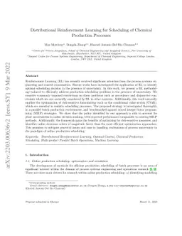 Distributional Reinforcement Learning for Scheduling of Chemical
  Production Processes