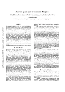 Real time spectrogram inversion on mobile phone