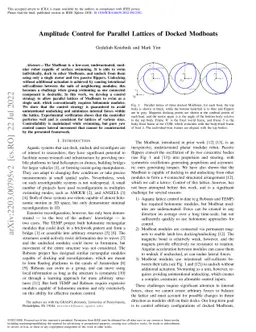 Amplitude Control for Parallel Lattices of Docked Modboats