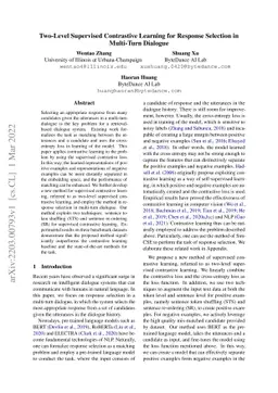 Two-Level Supervised Contrastive Learning for Response Selection in
  Multi-Turn Dialogue