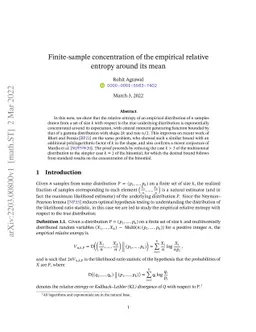Finite-sample concentration of the empirical relative entropy around its
  mean