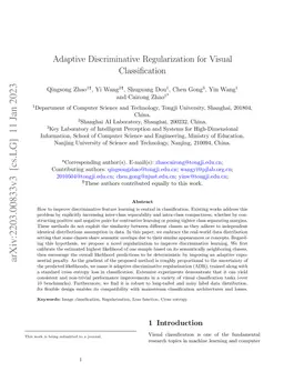 Adaptive Discriminative Regularization for Visual Classification