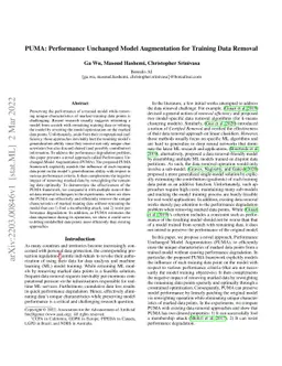 PUMA: Performance Unchanged Model Augmentation for Training Data Removal