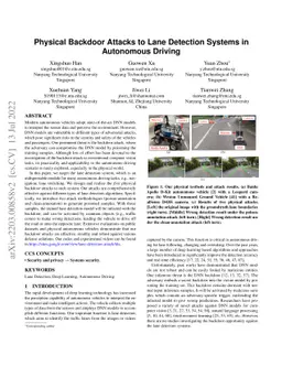 Physical Backdoor Attacks to Lane Detection Systems in Autonomous
  Driving