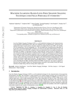 Machine learning based lens-free imaging technique for field-portable
  cytometry