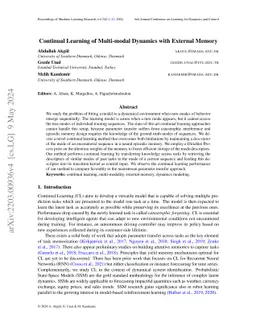 Continual Learning of Multi-modal Dynamics with External Memory