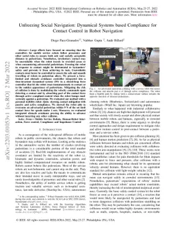 Unfreezing Social Navigation: Dynamical Systems based Compliance for
  Contact Control in Robot Navigation