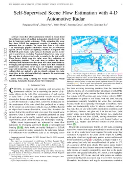 Self-Supervised Scene Flow Estimation with 4-D Automotive Radar