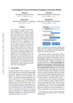 Controlling the Focus of Pretrained Language Generation Models