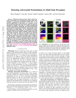 Detecting Adversarial Perturbations in Multi-Task Perception