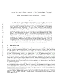 Linear Stochastic Bandits over a Bit-Constrained Channel
