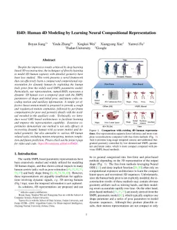H4D: Human 4D Modeling by Learning Neural Compositional Representation