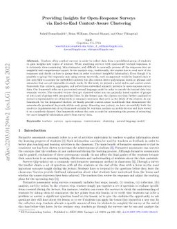 Providing Insights for Open-Response Surveys via End-to-End
  Context-Aware Clustering