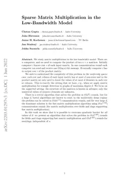 Sparse Matrix Multiplication in the Low-Bandwidth Model
