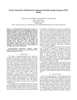 Precise Stock Price Prediction for Optimized Portfolio Design Using an
  LSTM Model