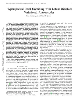 Hyperspectral Pixel Unmixing with Latent Dirichlet Variational
  Autoencoder