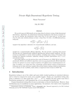 Private High-Dimensional Hypothesis Testing