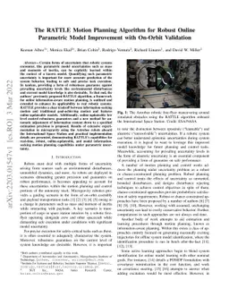 The RATTLE Motion Planning Algorithm for Robust Online Parametric Model
  Improvement with On-Orbit Validation