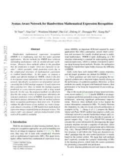 Syntax-Aware Network for Handwritten Mathematical Expression Recognition