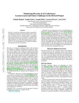 Monitoring Diversity of AI Conferences: Lessons Learnt and Future
  Challenges in the DivinAI Project