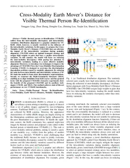 Cross-Modality Earth Mover's Distance for Visible Thermal Person
  Re-Identification