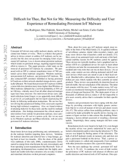 Difficult for Thee, But Not for Me: Measuring the Difficulty and User
  Experience of Remediating Persistent IoT Malware