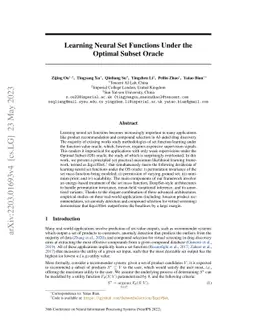 Learning Neural Set Functions Under the Optimal Subset Oracle